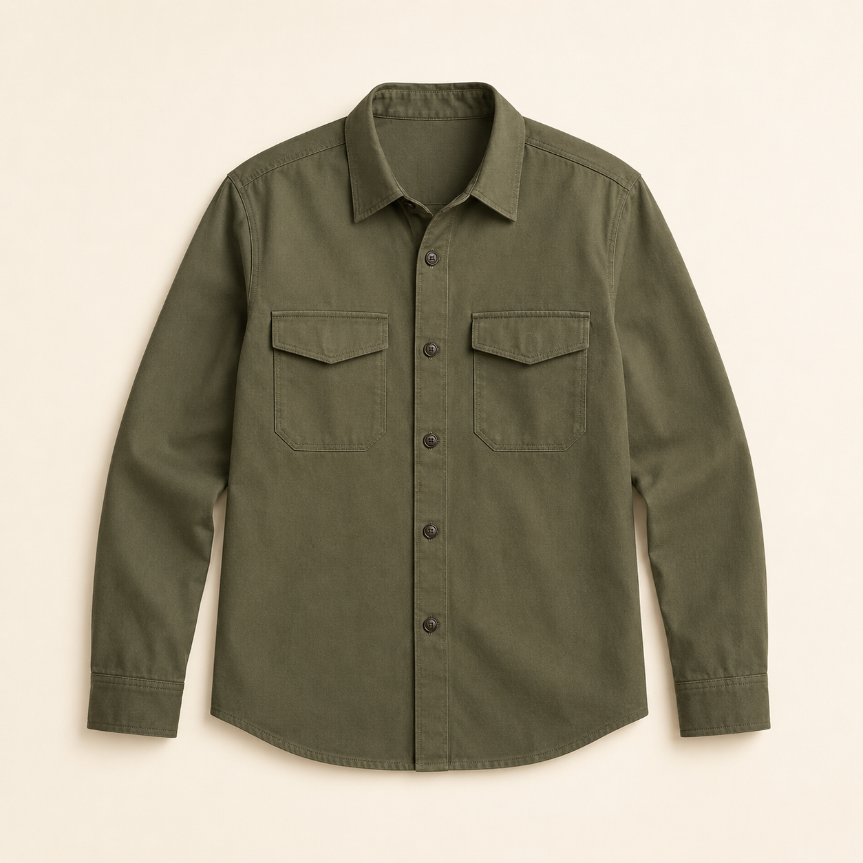 Olive-green smart-casual overshirt