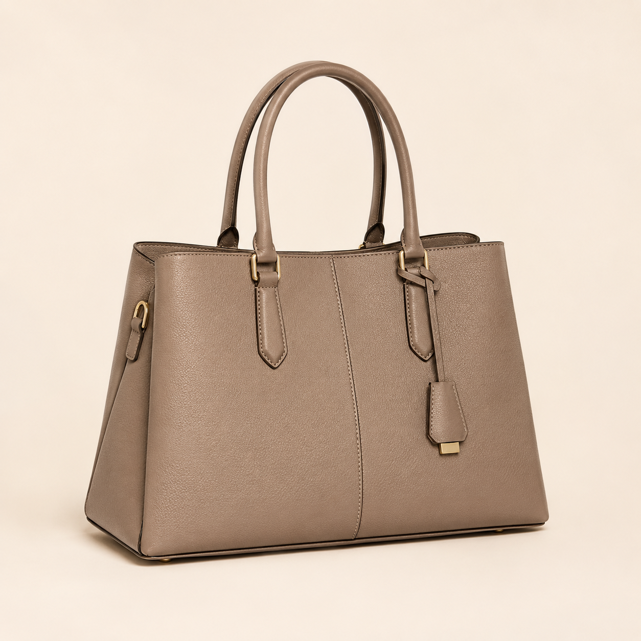 Taupe leather business tote