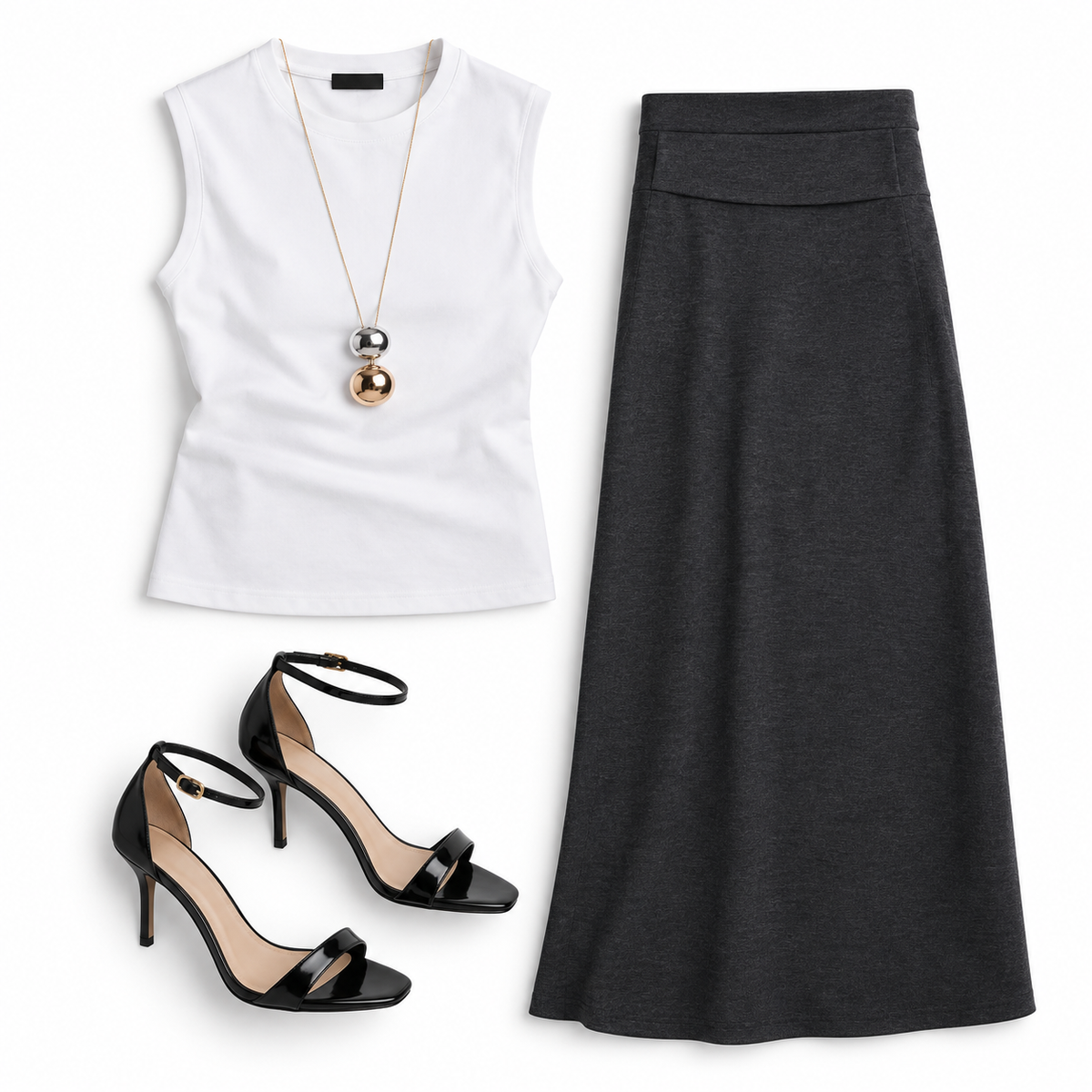 Women’s White & Charcoal Business Casual Outfit