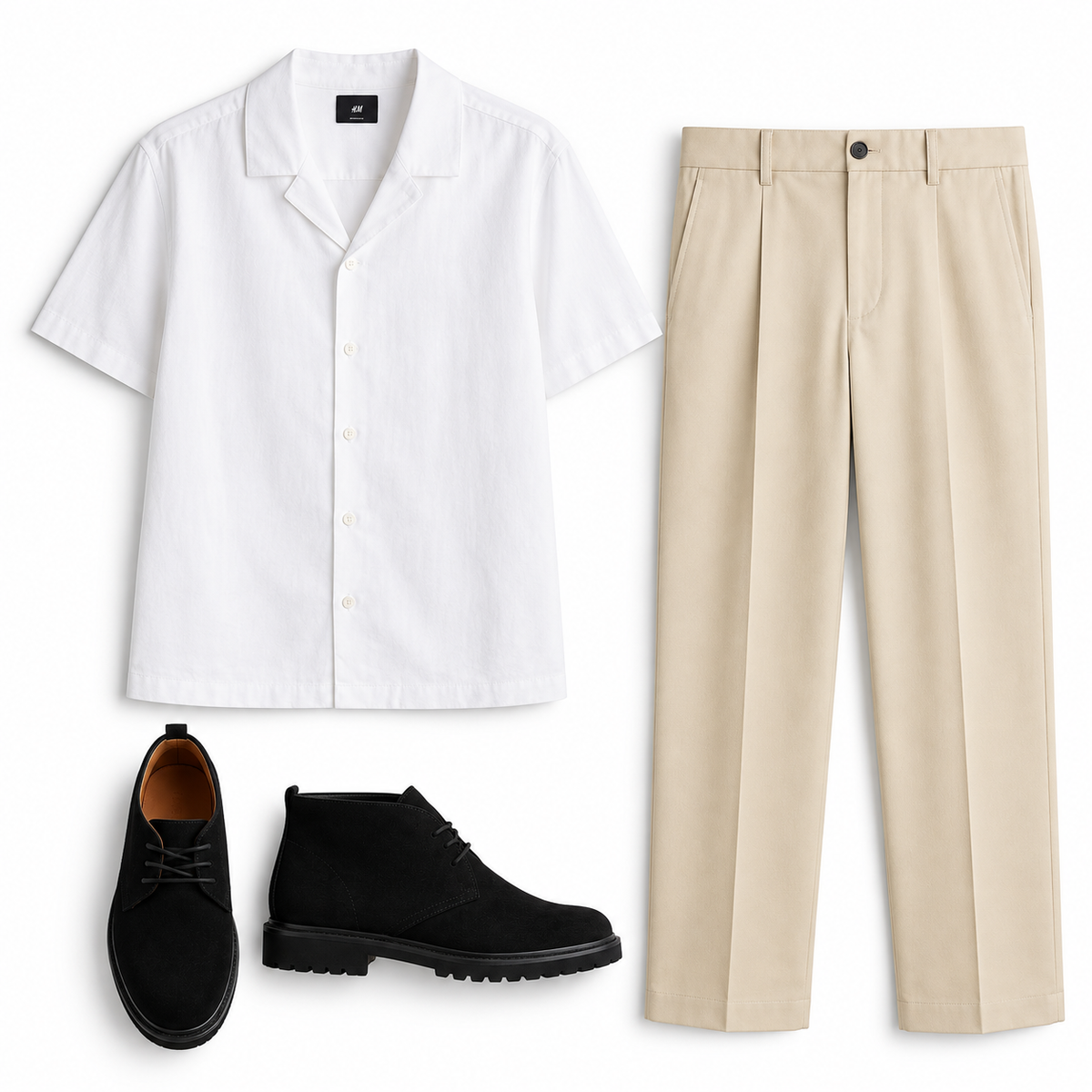 Men’s White & Beige Smart Casual Outfit