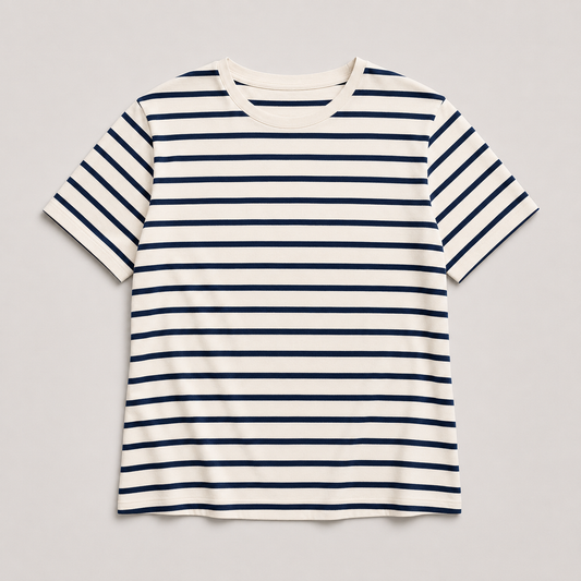 Cream-and-Navy Striped Weekend T-Shirt