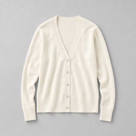 Cream cardigan flat lay