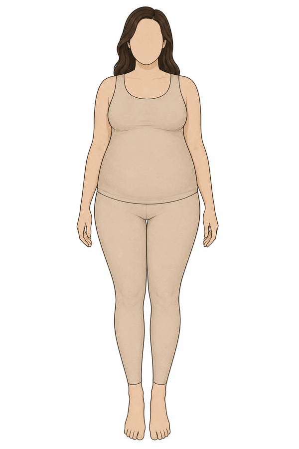 Woman with apple or oval body shape